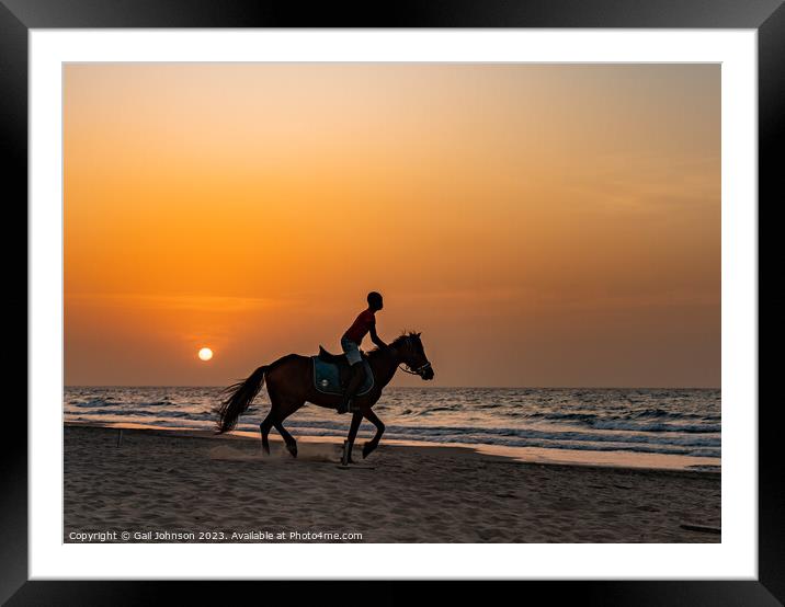 sunset on  Kotu beach The Gambia , Africa Framed Mounted Print by Gail Johnson