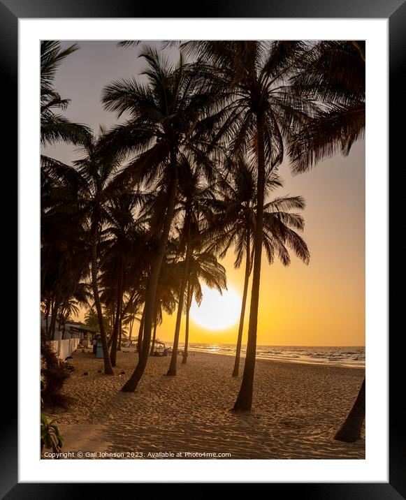 sunset on  Kotu beach The Gambia , Africaa Framed Mounted Print by Gail Johnson
