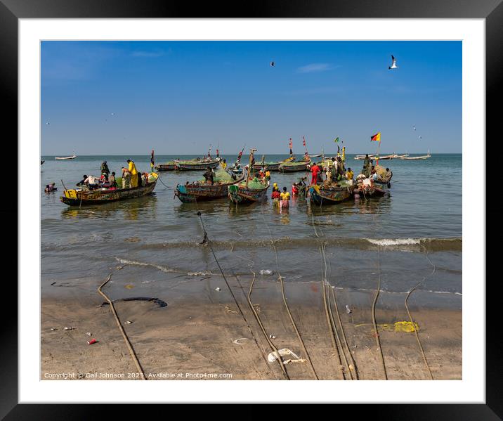 Tanjil Fishing Village, The gambia, Africa Framed Mounted Print by Gail Johnson