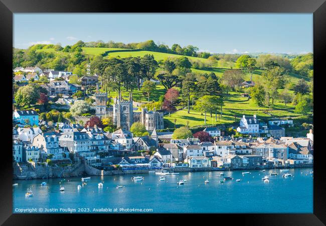 Fowey, from Polruan, South Cornwall Framed Print by Justin Foulkes