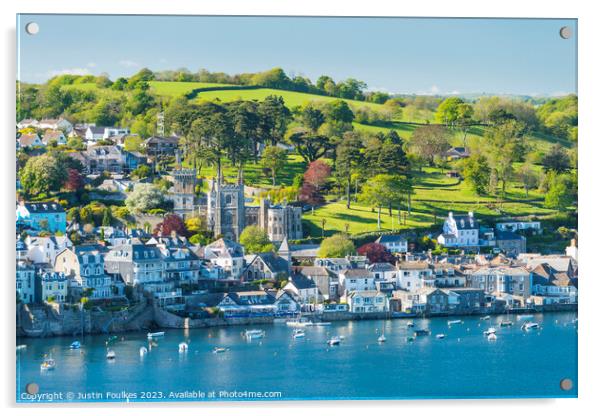 Fowey, from Polruan, South Cornwall Acrylic by Justin Foulkes