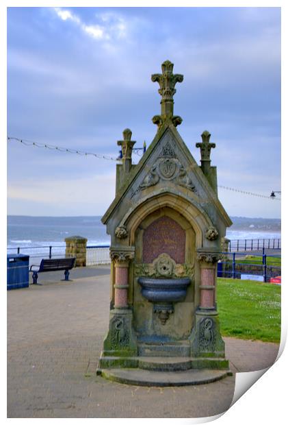 Filey Victorian Water Fountain Print by Steve Smith