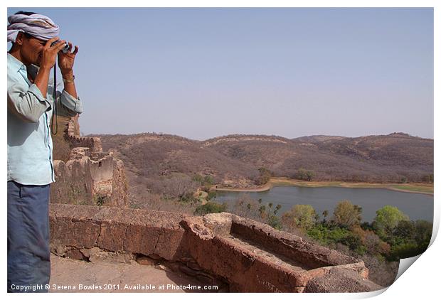 Looking out from Ranthambore Fort, Rajasthan, Indi Print by Serena Bowles