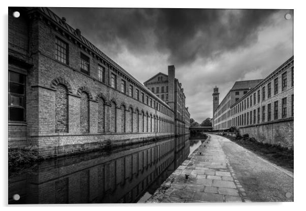 Salts Mill Black and White Acrylic by Tim Hill