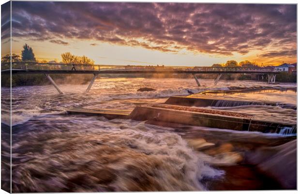 Majestic Sunrise Over Flooded Castleford Canvas Print by Tim Hill