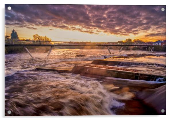 Majestic Sunrise Over Flooded Castleford Acrylic by Tim Hill