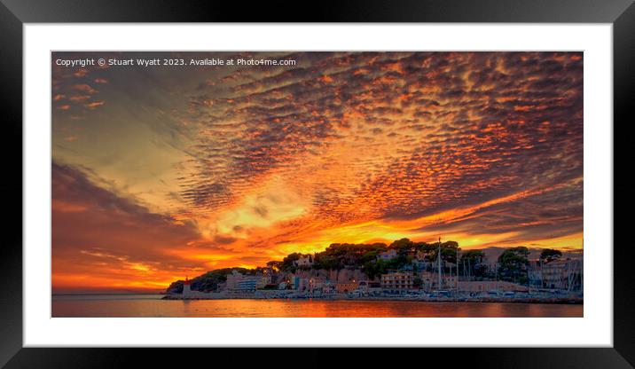 Gold and Red Sunset at Sanary sur Mer, South of Fr Framed Mounted Print by Stuart Wyatt