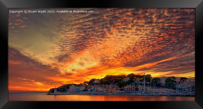 Gold and Red Sunset at Sanary sur Mer, South of Fr Framed Print by Stuart Wyatt
