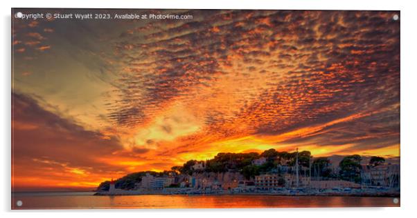 Gold and Red Sunset at Sanary sur Mer, South of Fr Acrylic by Stuart Wyatt