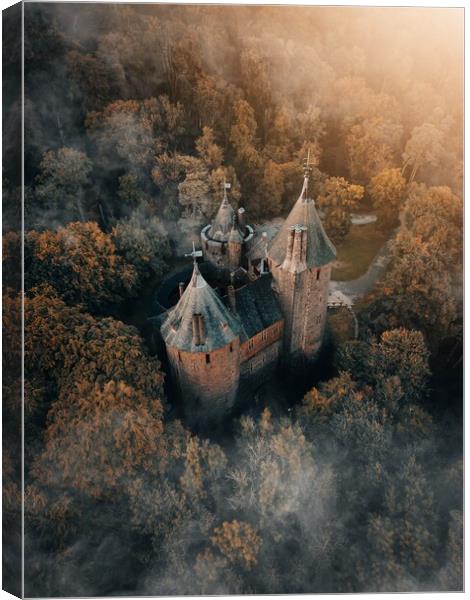 Castell Coch in the mist Canvas Print by Jay Huxtable
