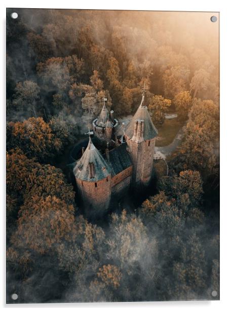 Castell Coch in the mist Acrylic by Jay Huxtable