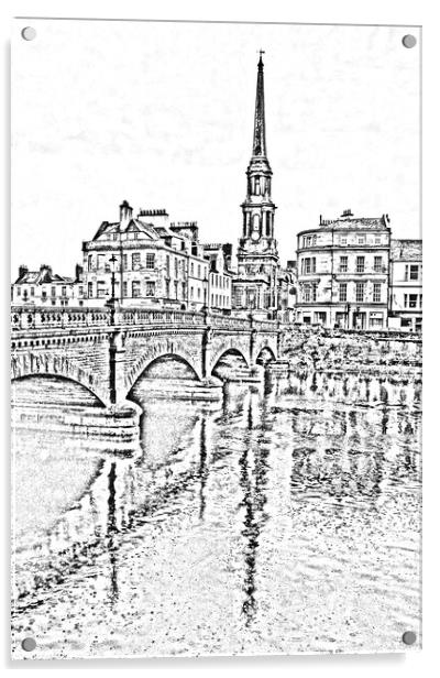 Ayr, the river crossing and Town Hall. Acrylic by Allan Durward Photography