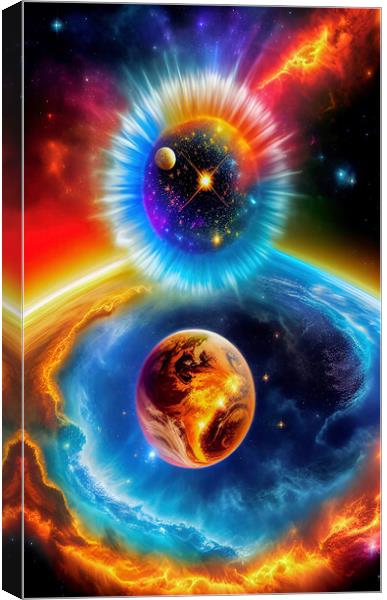 Genesis Unleashes Cosmic Wonders Canvas Print by Roger Mechan