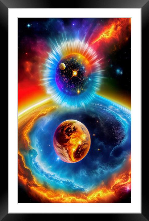 Genesis Unleashes Cosmic Wonders Framed Mounted Print by Roger Mechan