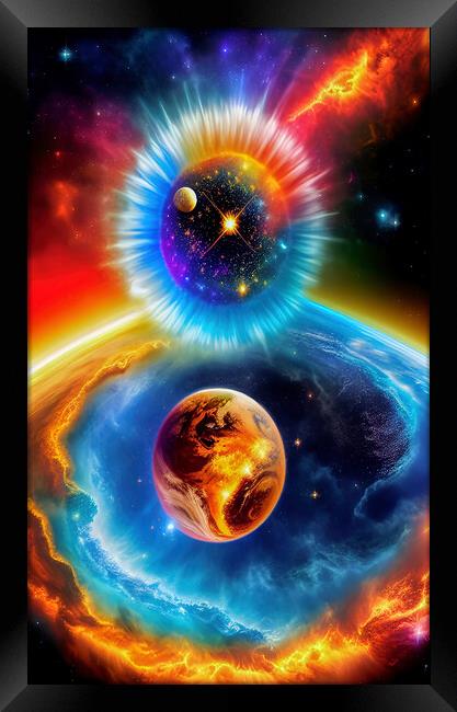 Genesis Unleashes Cosmic Wonders Framed Print by Roger Mechan