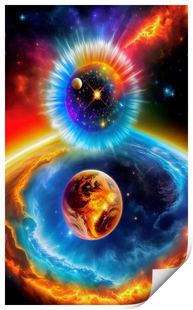 Genesis Unleashes Cosmic Wonders Print by Roger Mechan