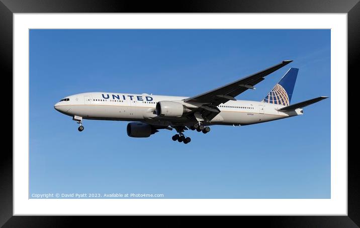 United Airlines Boeing 777 Panorama         Framed Mounted Print by David Pyatt