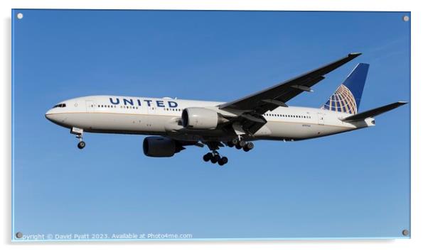 United Airlines Boeing 777 Panorama         Acrylic by David Pyatt