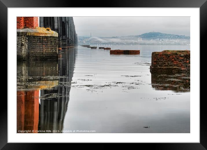 Looking along the Tay Rail Bridge Framed Mounted Print by Corinne Mills