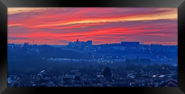 Barnsley Skyline Sunset Framed Print by Darren Galpin