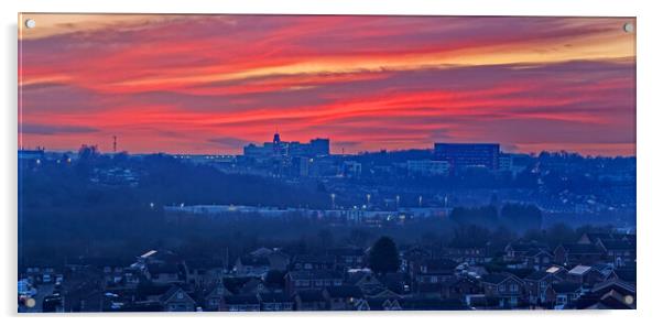 Barnsley Skyline Sunset Acrylic by Darren Galpin