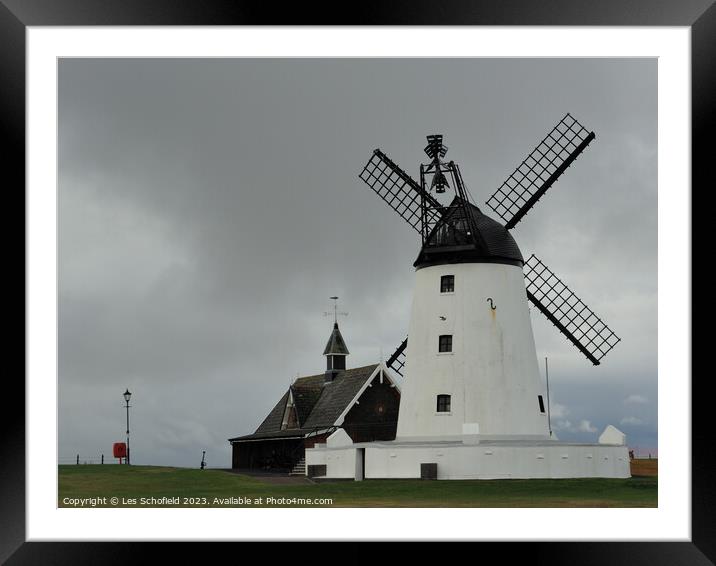 Lytham Windmill Framed Mounted Print by Les Schofield