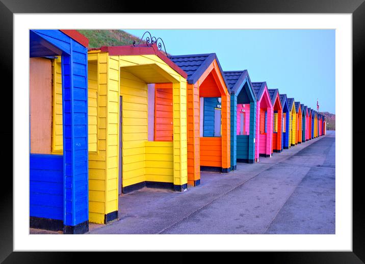 Saltburn By The Sea Beach Huts Framed Mounted Print by Steve Smith