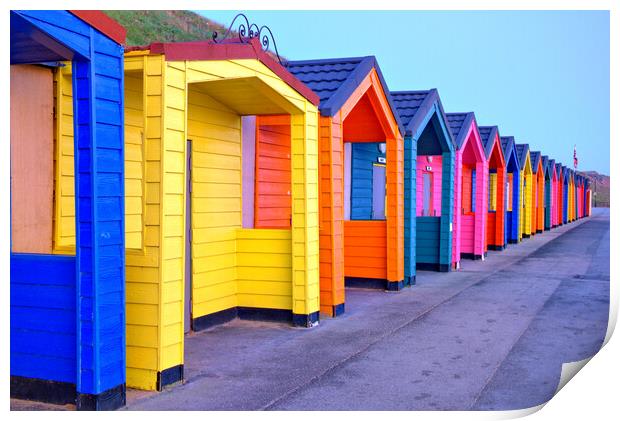 Saltburn By The Sea Beach Huts Print by Steve Smith