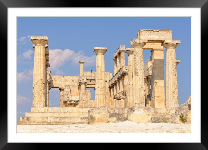 Temple of Aphaia - Aegina Framed Mounted Print by Laszlo Konya