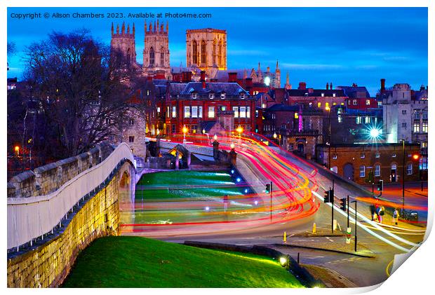 York At Night Print by Alison Chambers