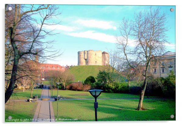 Clifford's tower at York castle. Acrylic by john hill