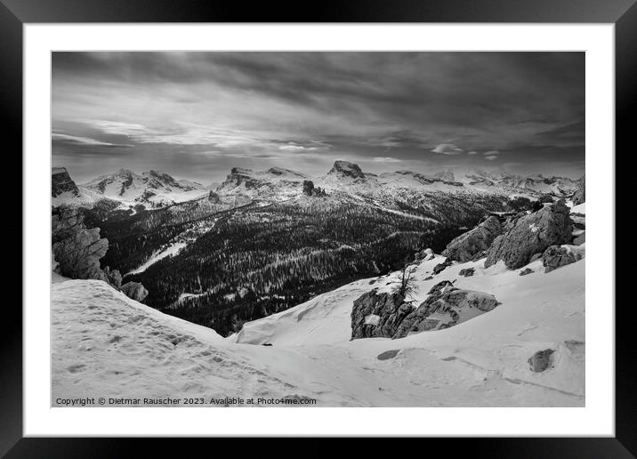 Cinque Torri Mountain Range  Framed Mounted Print by Dietmar Rauscher