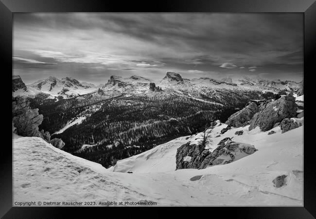 Cinque Torri Mountain Range  Framed Print by Dietmar Rauscher