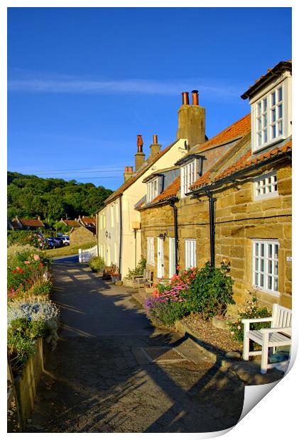 Sandsend Cottages Print by Steve Smith