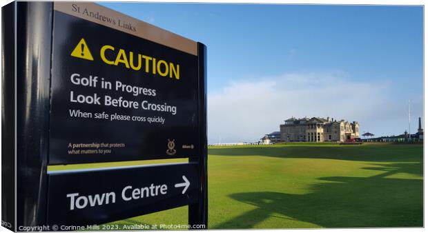 Golf in progress - The Old Course Canvas Print by Corinne Mills