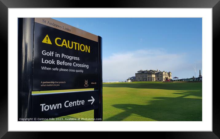 Golf in progress - The Old Course Framed Mounted Print by Corinne Mills