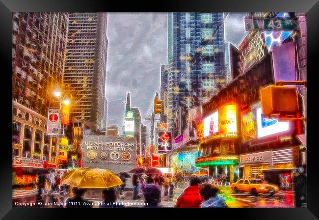 W 43 St and Times Square Framed Print by Iain Mavin