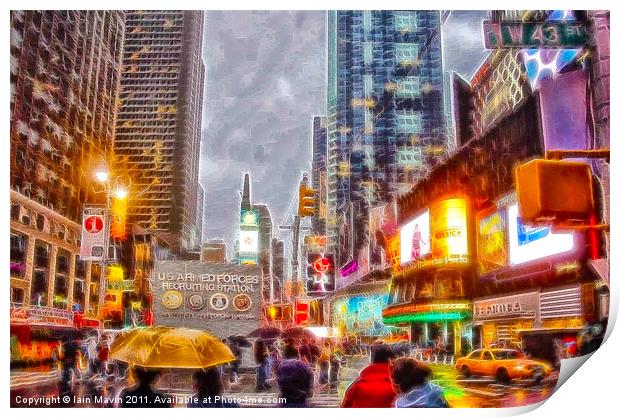 W 43 St and Times Square Print by Iain Mavin