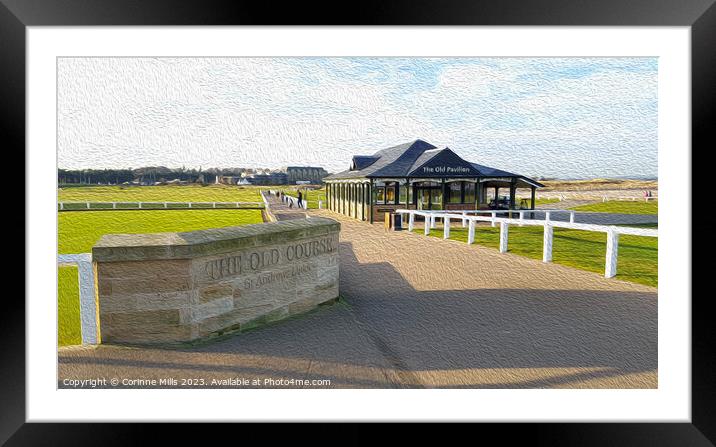The Old Course & Old Pavilion - oil paint effect Framed Mounted Print by Corinne Mills