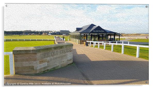 The Old Course & Old Pavilion - oil paint effect Acrylic by Corinne Mills