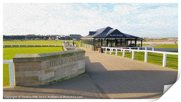 The Old Course & Old Pavilion - oil paint effect Print by Corinne Mills