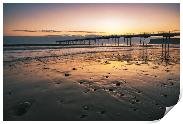 Saltburn Beach at Sunrise Print by Tim Hill