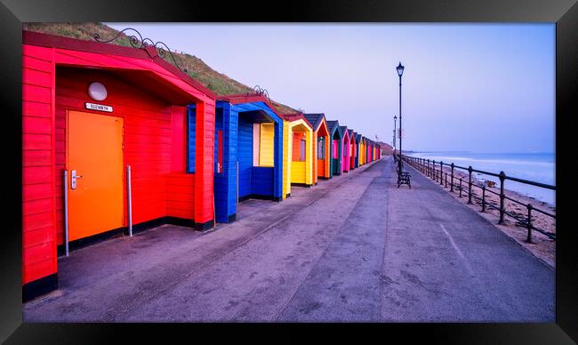 Vibrant Colours of the Iconic Saltburn Beach Huts Framed Print by Tim Hill