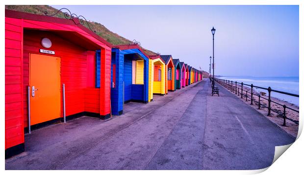 Vibrant Colours of the Iconic Saltburn Beach Huts Print by Tim Hill