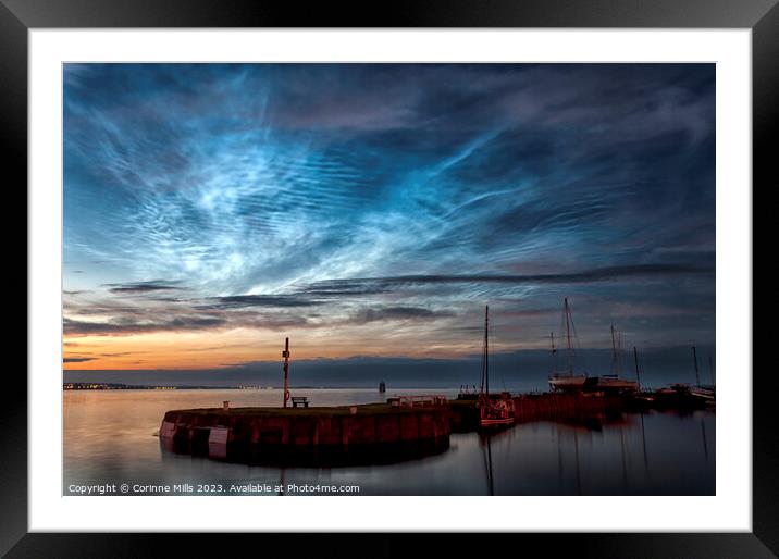 Noctilucent clouds over Tayport Harbour Framed Mounted Print by Corinne Mills
