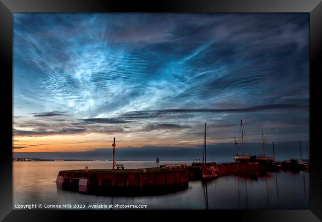 Noctilucent clouds over Tayport Harbour Framed Print by Corinne Mills