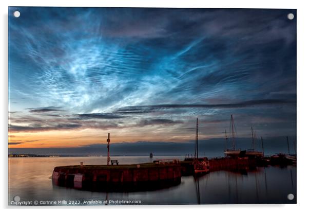 Noctilucent clouds over Tayport Harbour Acrylic by Corinne Mills
