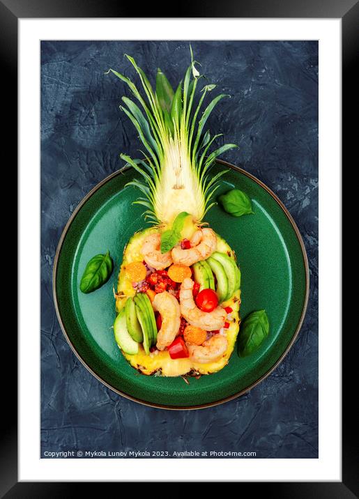 Pineapple stuffed with prawn, rice and avocado. Framed Mounted Print by Mykola Lunov Mykola