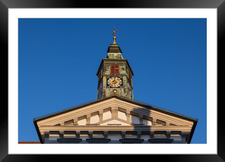 Gable And Clock Of Ljubljana Town Hall Framed Mounted Print by Artur Bogacki