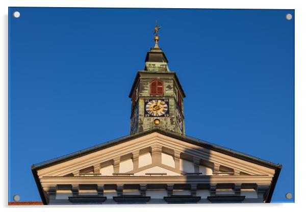 Gable And Clock Of Ljubljana Town Hall Acrylic by Artur Bogacki